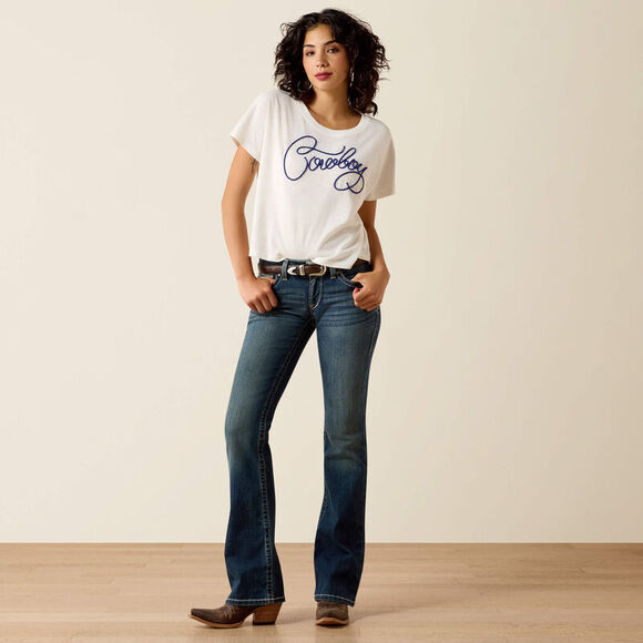 Ariat Jeans Womens Size 27L Real Denim Riding Whipstitch Ocean Bootcut - Picture 3 of 16